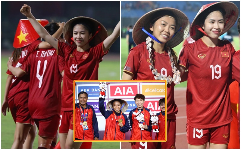 Huỳnh Như, Thanh Nhã đội nón lá đặc biệt, ăn mừng đáng yêu sau chức vô địch SEA Games: ‘Tất cả đã sẵn sàng cho World Cup’