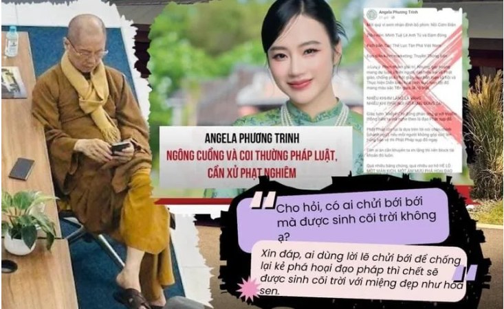 Angela Phương Trinh hạ thấp thầy Minh Tuệ, phát ngôn ng.ông cu.ồng và c.oi thư.ờng pháp luật, cần xử ph.ạt nghiêm: Nữ diễn viên là đệ t.ử của Thích Chân Quang